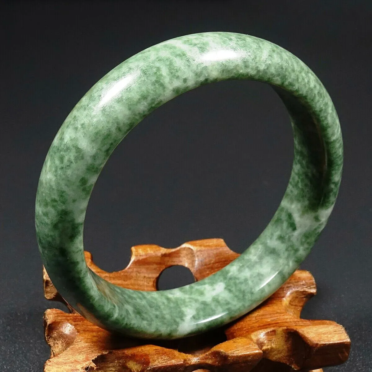 57-59mm Certified Natural Jadeite Emerald A Jade HandCarved Bracelet Bangle JK3390 with Gift Box