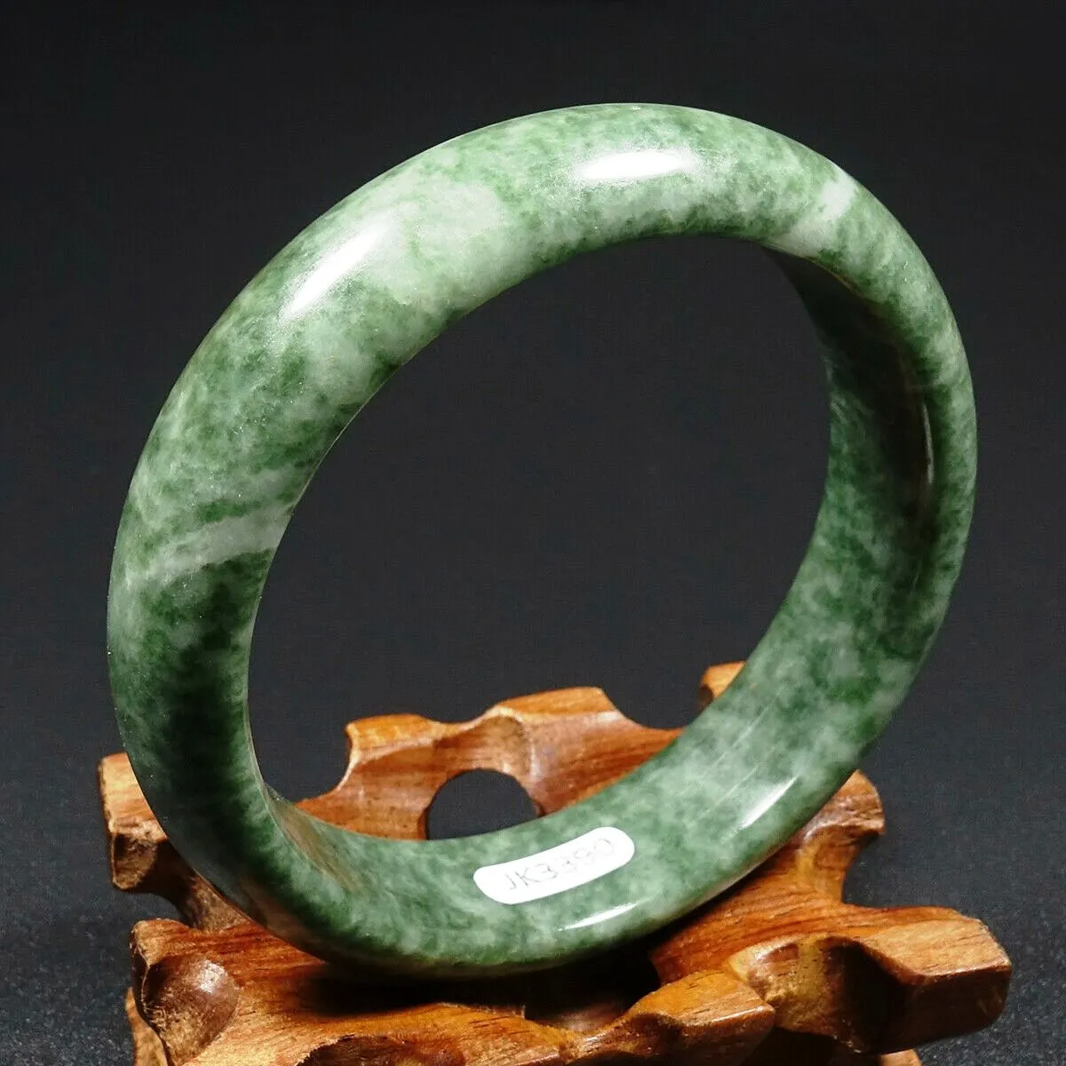 57-59mm Certified Natural Jadeite Emerald A Jade HandCarved Bracelet Bangle JK3390 with Gift Box
