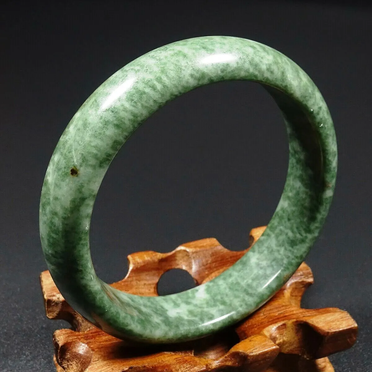 57-59mm Certified Natural Jadeite Emerald A Jade HandCarved Bracelet Bangle JK3390 with Gift Box