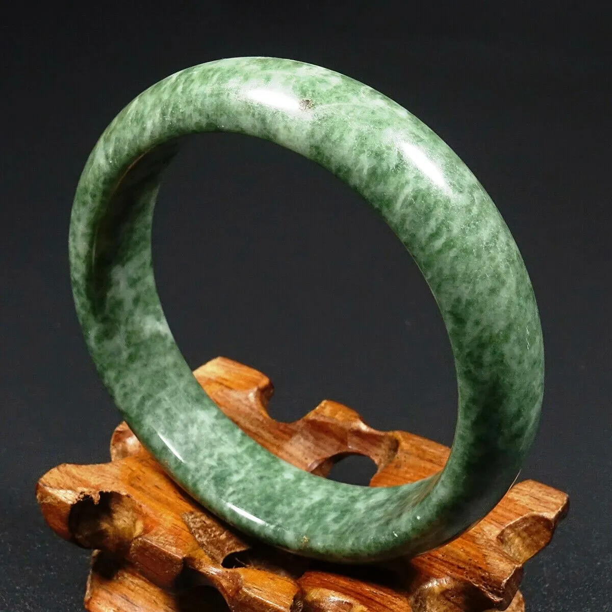 57-59mm Certified Natural Jadeite Emerald A Jade HandCarved Bracelet Bangle JK3390 with Gift Box