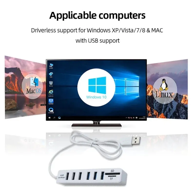 6 Ports USB 2.0 Hub Multi Splitter