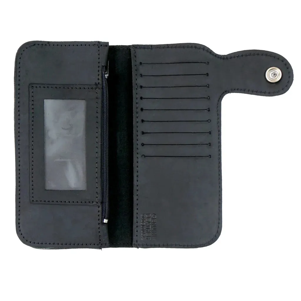 7" Buffalo Nickel Bi-Fold WLA3001 Leather Snap Bi-Fold Wallet with Chain | Hot Leathers