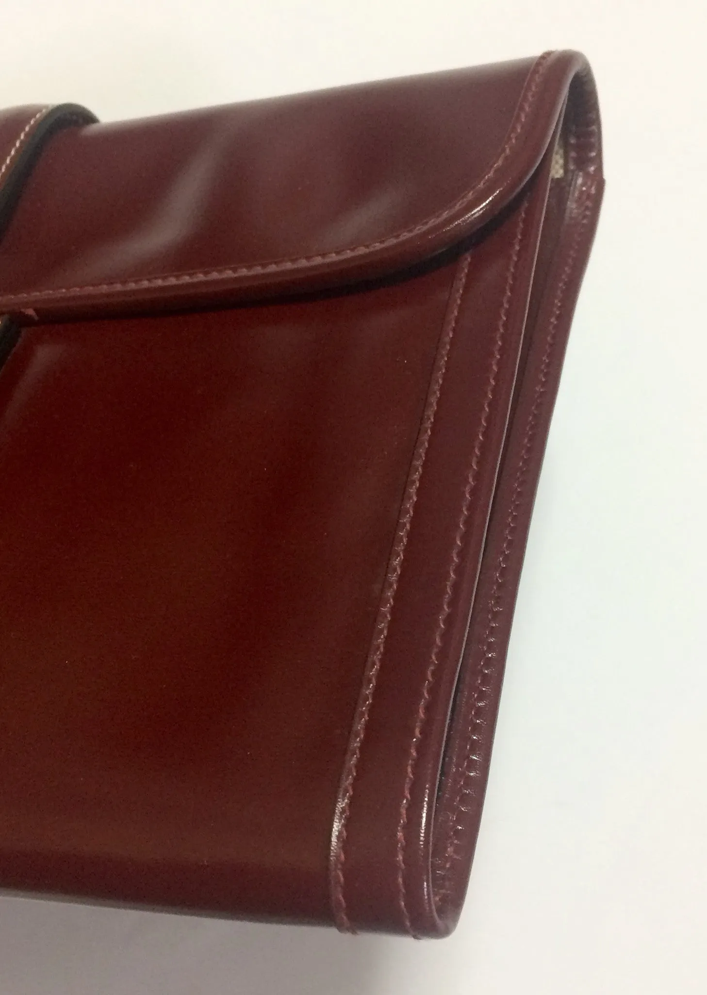 80's vintage HERMES jige, document case, dark wine, bordeaux boxcalf portfolio purse, iPad case. Classic and sophisticated style.