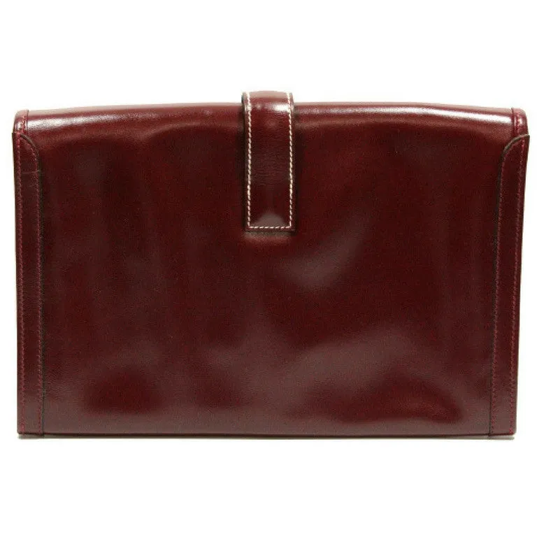 80's vintage HERMES jige, document case, dark wine, bordeaux boxcalf portfolio purse, iPad case. Classic and sophisticated style.