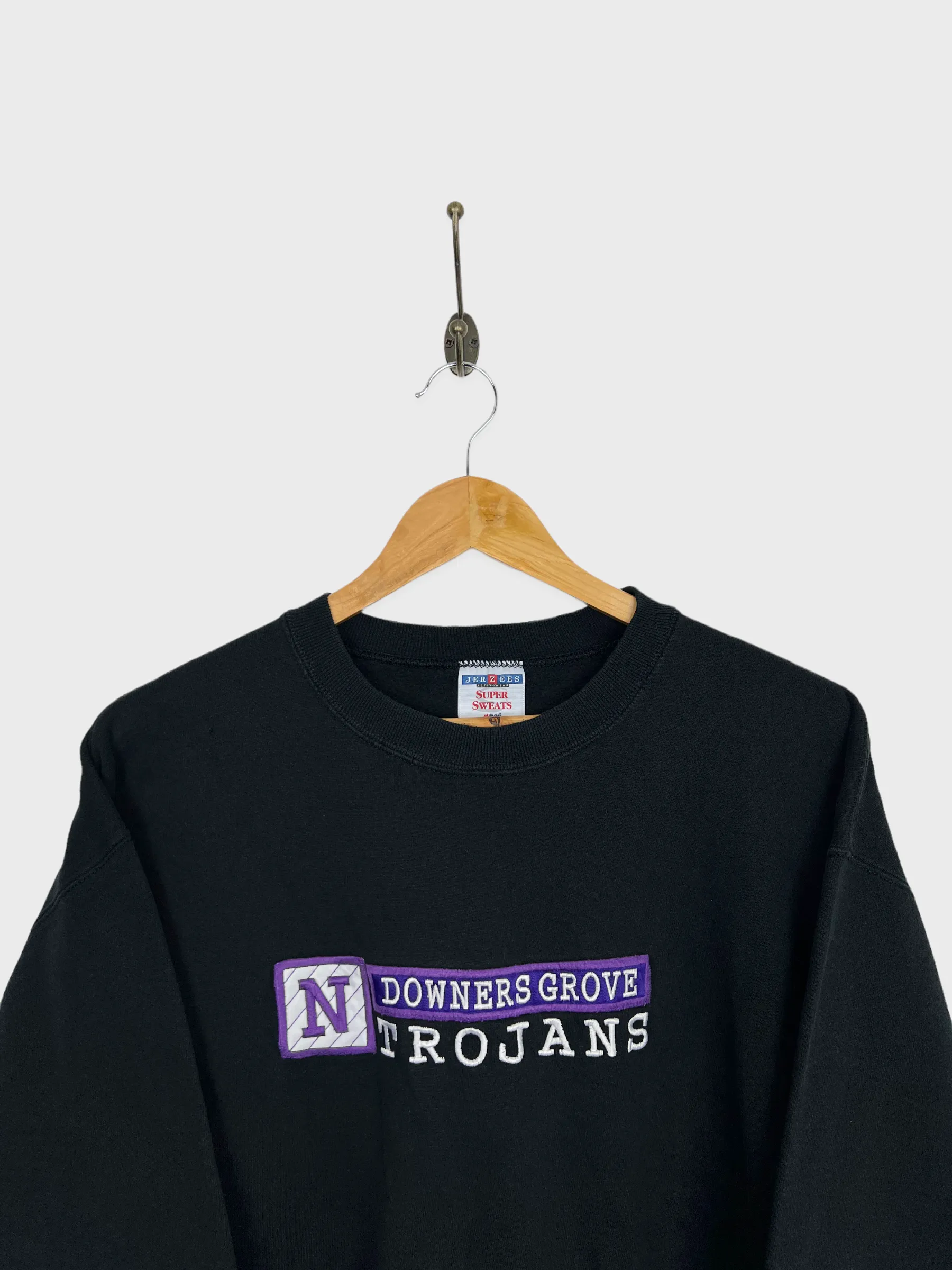 90's Downers Grove Trojans USA Made Embroidered Vintage Sweatshirt Size 10-12
