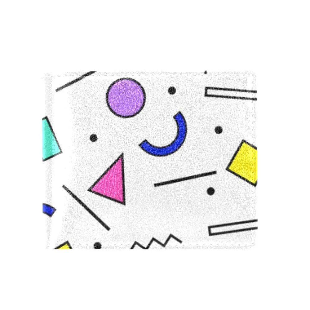 90s White Pattern Bifold Wallet With Coin Pocket