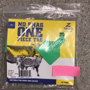 ACNZCALFSN-Short Nk-Green New Z Calf Tags 1 Piece 25's