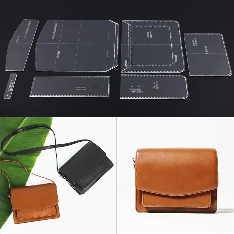 Acrylic Stencil Leather Handmade Craft women`s shoulder bag Sewing Pattern Template Sewing accessories with holes 25x18x7cm