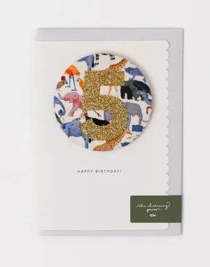 Age 5 Birthday Badge Card Queue For The Zoo