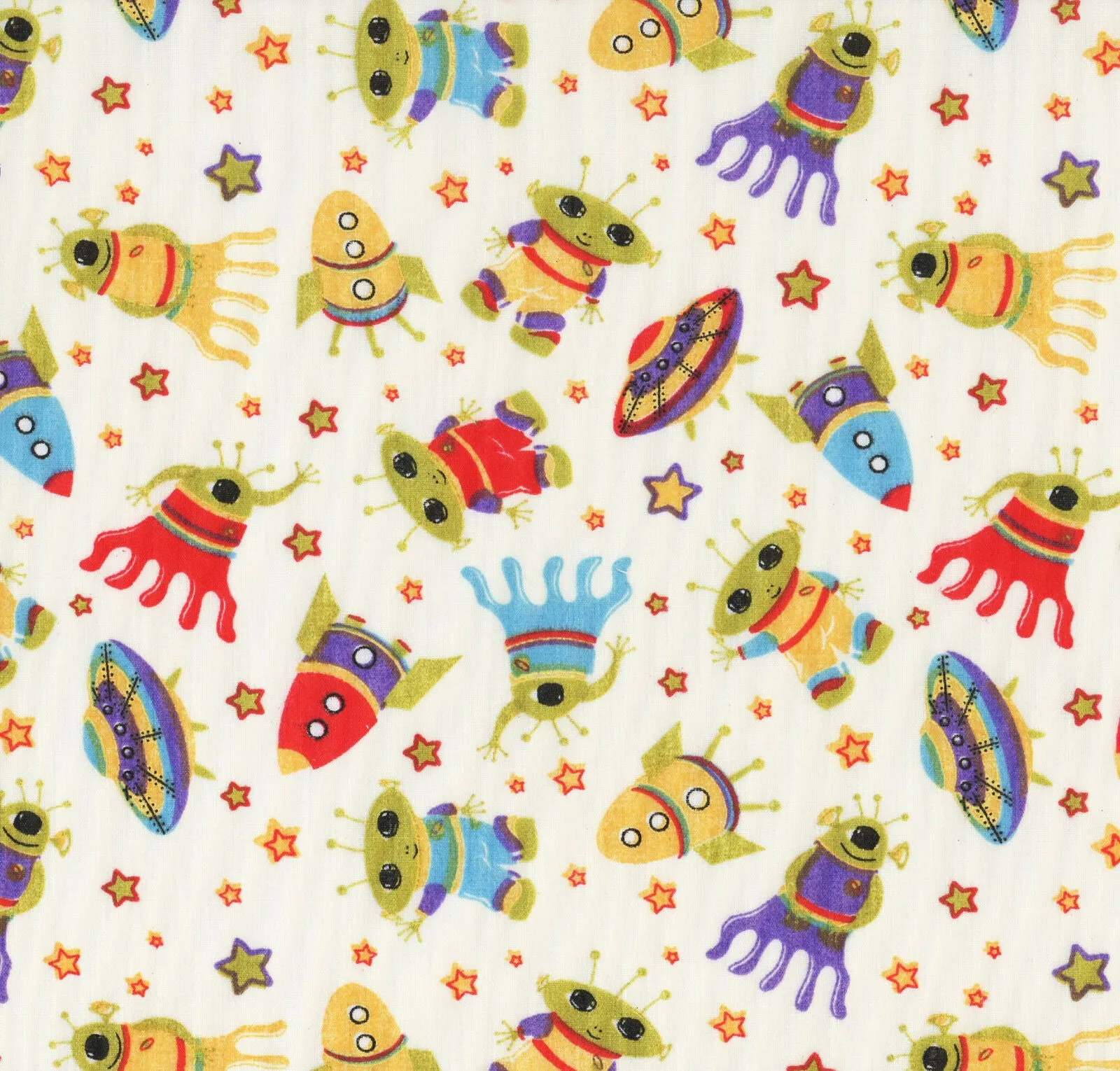 Aliens Cream Polycotton Children Fabric Choose Size