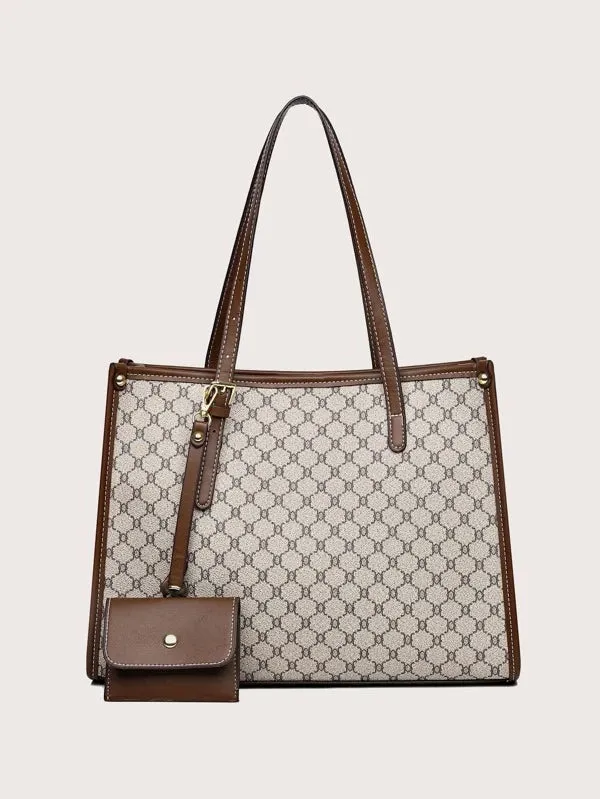 All Over Print Shoulder Tote Bag With Purse - 𝘚𝘚²³ Multicolor