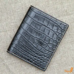 Alligator leather bifold wallet mens