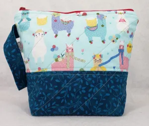 Alpacas Knitting Blue - Project Bag - Small