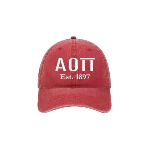 Alpha Omicron Pi Beach Washed Hat