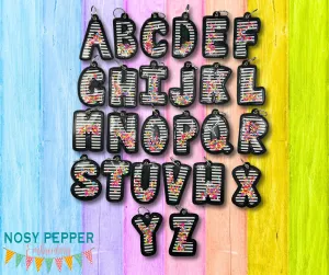 Alphabet shaker bookmark/bag tag/ornament set of 26 letters machine embroidery file DIGITAL DOWNLOAD