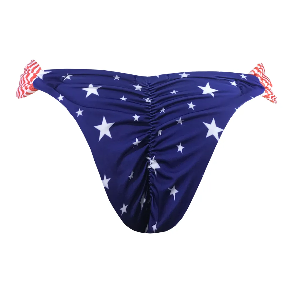 American Flag Stars Brazilian Classic Side Scrunch Bikini Bottom