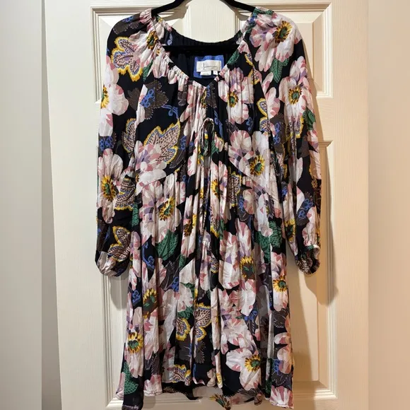 Anthropologie Tiered V-Neck Tunic Floral Dress