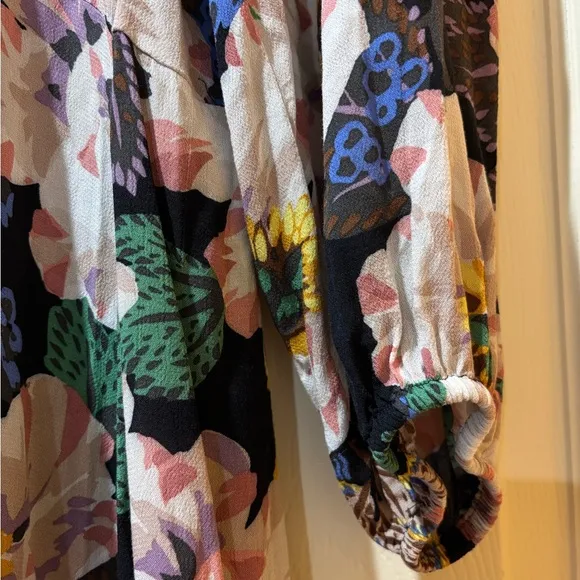Anthropologie Tiered V-Neck Tunic Floral Dress