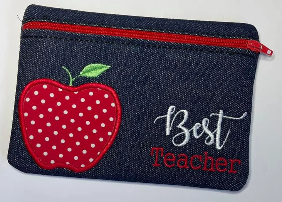 Apple applique ITH Bag (5 sizes available) machine embroidery design DIGITAL DOWNLOAD