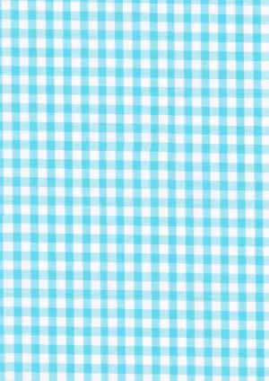 Aqua Gingham Polycotton 1/4" Checked Fabric Select Size 112cm Wide