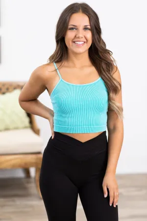 Aqua Washed Rib Knit Bralette