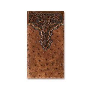 Ariat Rodeo Wallet Ostrich Floral Embossed Brown