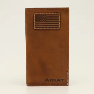 Ariat Tan with Flag Patch Rodeo Wallet