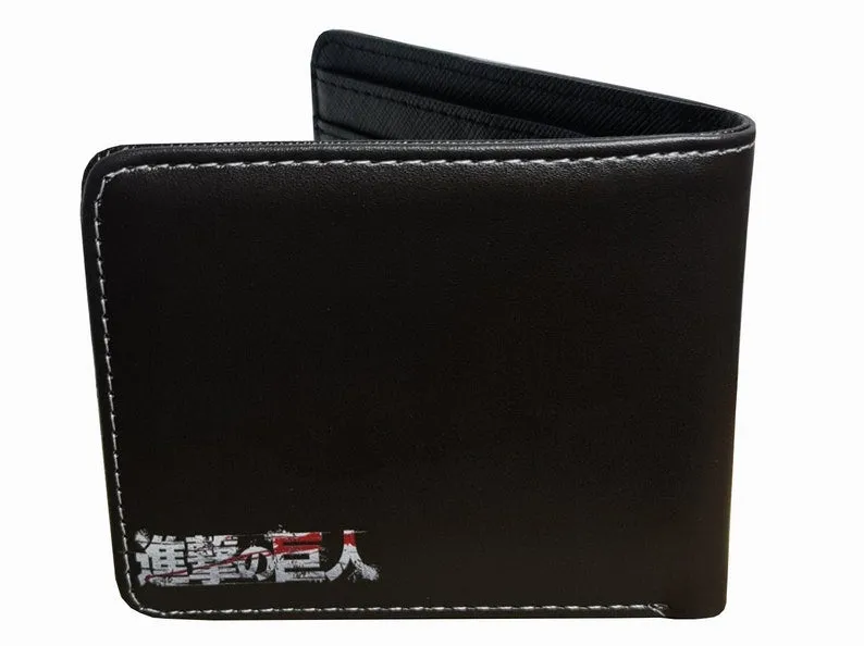 Attack on Titan Anime Wallet - Scout Logo - Unisex - Black / Premium PVC Leather