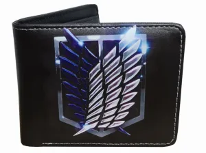 Attack on Titan Anime Wallet - Scout Logo - Unisex - Black / Premium PVC Leather