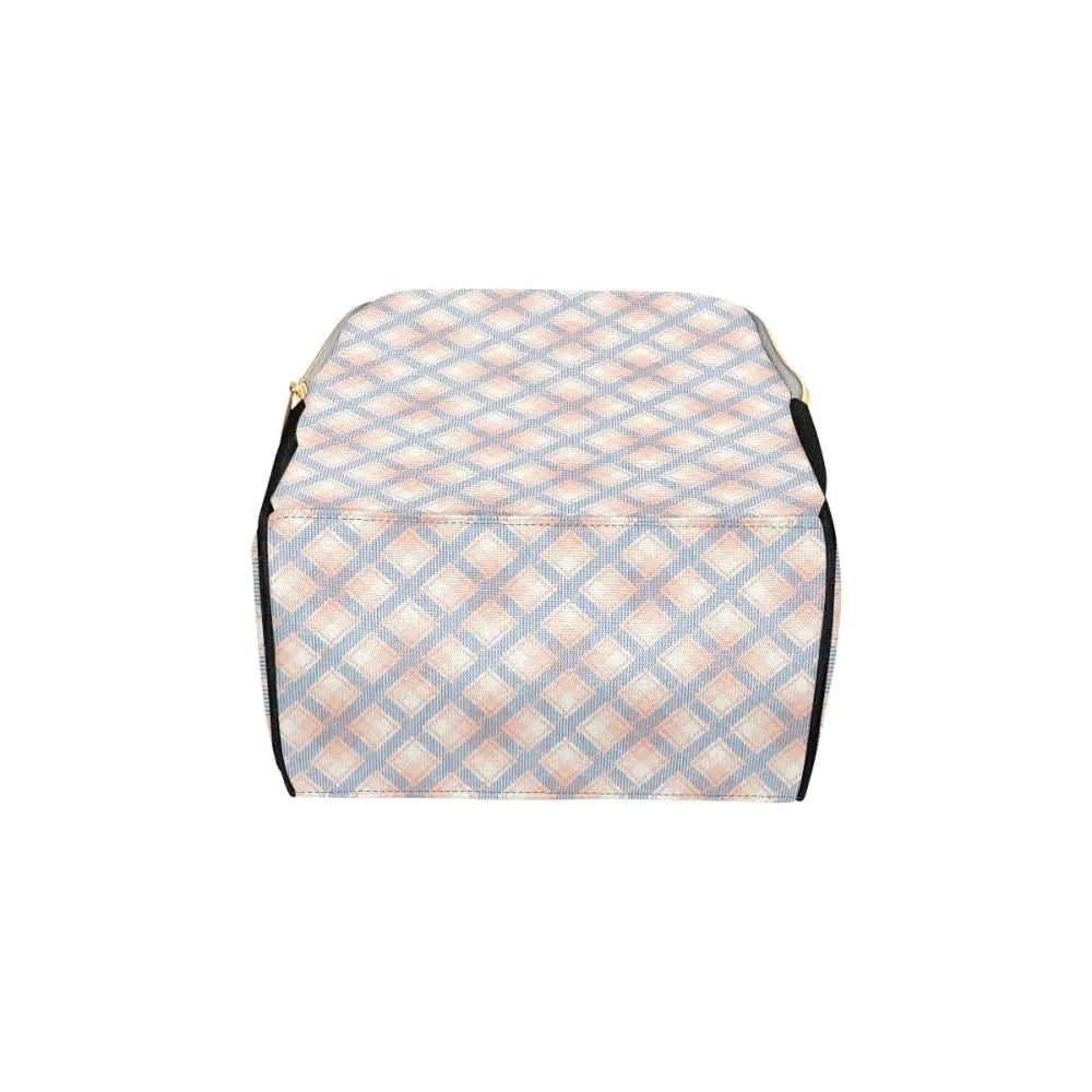 Audra Pink, Blue and Ivory Plaid Backpack