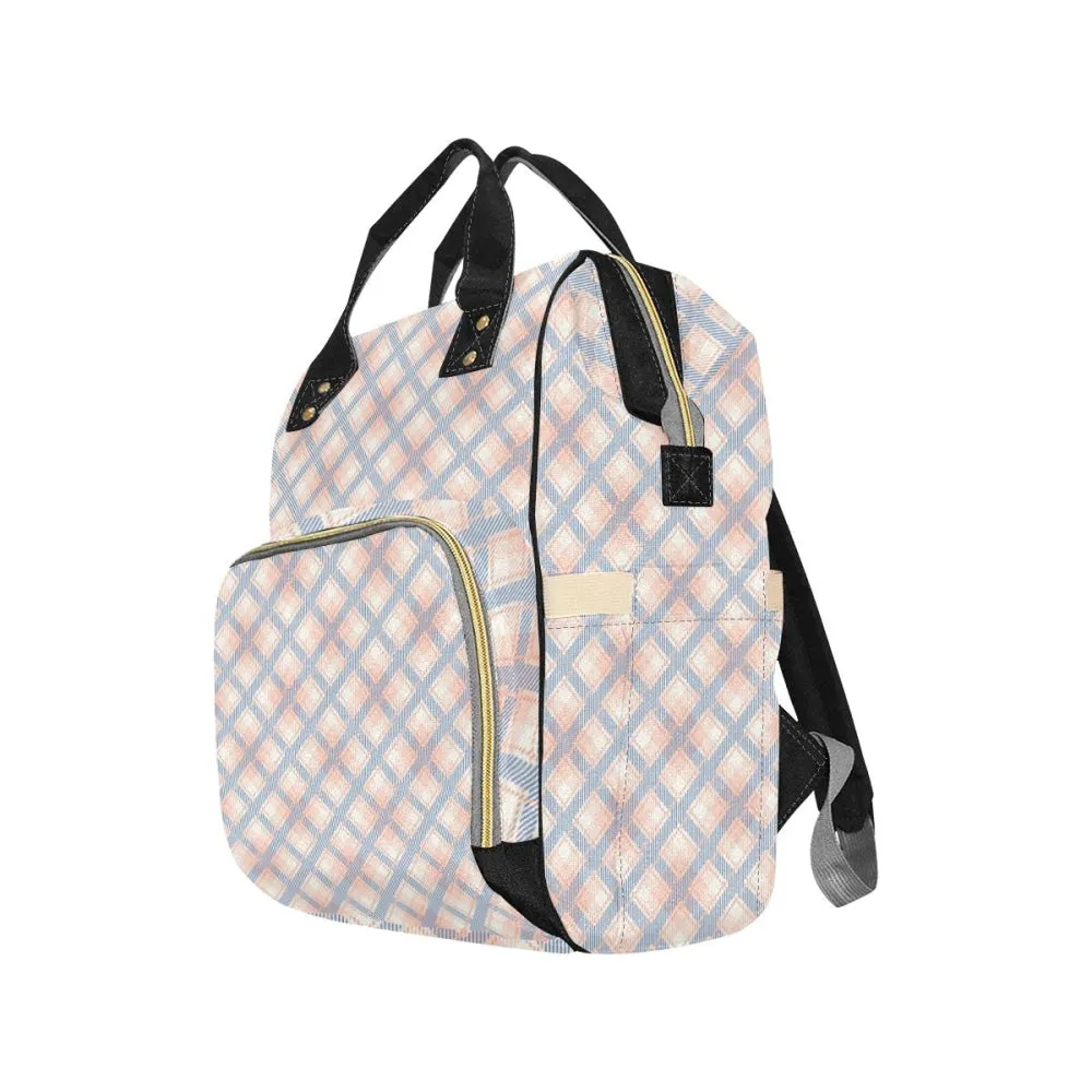 Audra Pink, Blue and Ivory Plaid Backpack