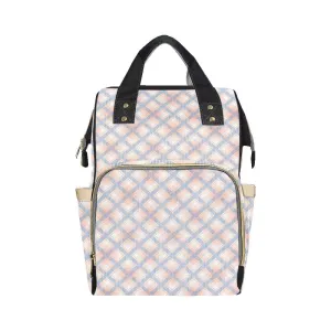 Audra Pink, Blue and Ivory Plaid Backpack