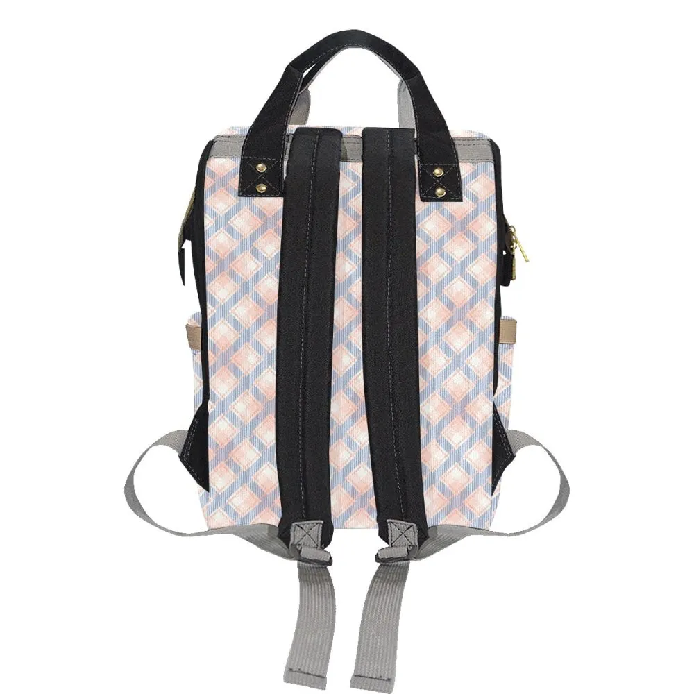 Audra Pink, Blue and Ivory Plaid Backpack