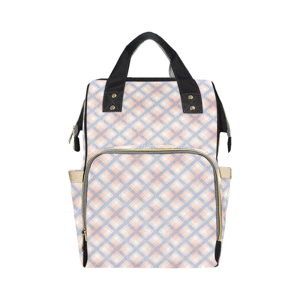 Audra Pink, Blue and Ivory Plaid Backpack
