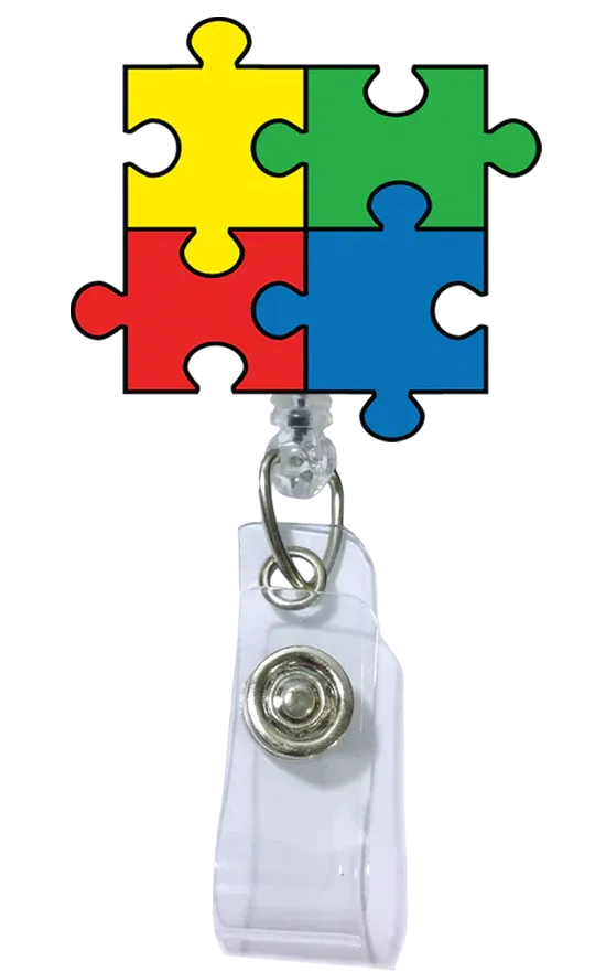 Autism Puzzle Acrylic Badge Reel