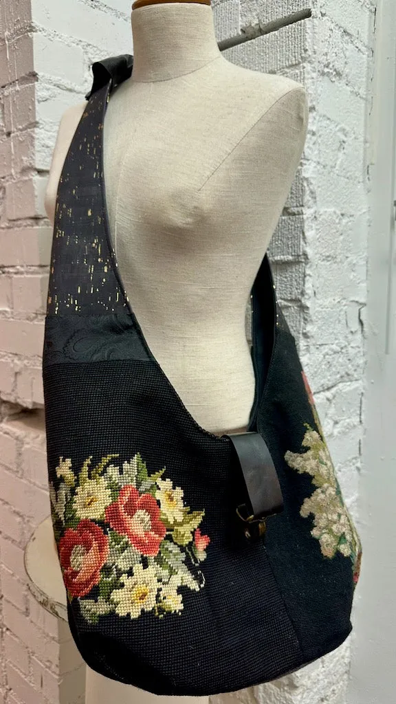 BACK IN BLACK VINTAGE TAPESTRY CROSS BODY BAG