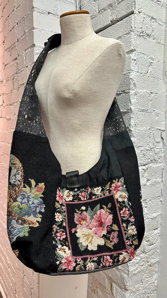 BACK IN BLACK VINTAGE TAPESTRY CROSS BODY BAG