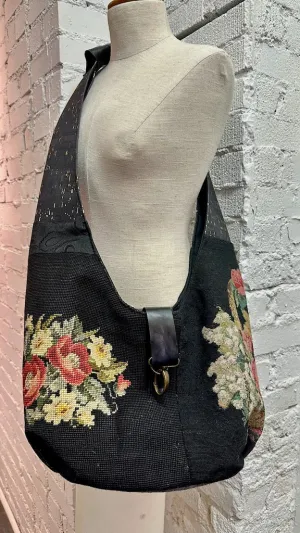 BACK IN BLACK VINTAGE TAPESTRY CROSS BODY BAG
