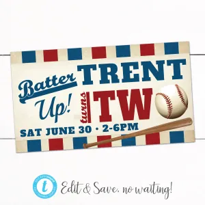 Baseball Birthday Party Facebook Event Banner