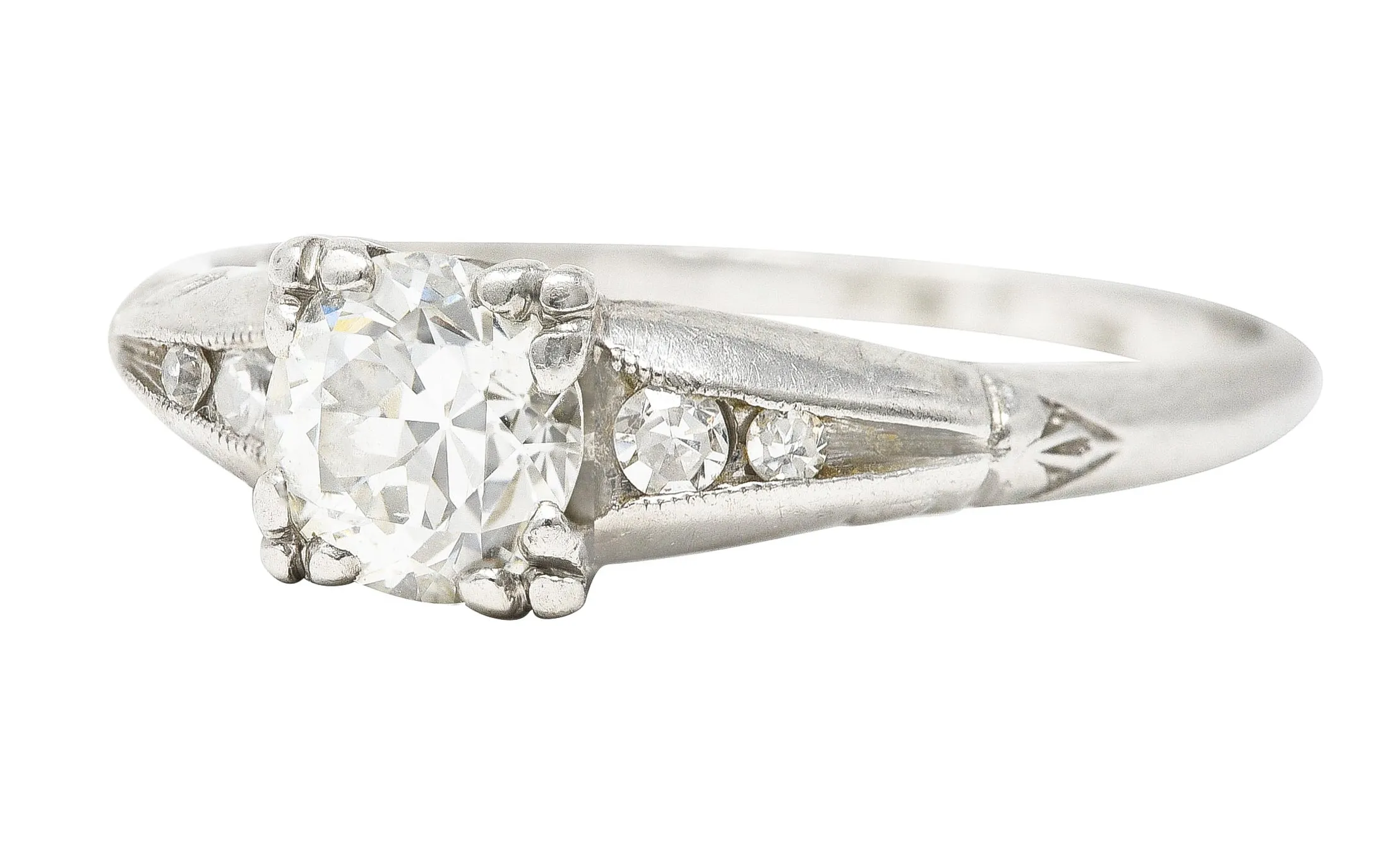 Baskin Bros. Art Deco 0.60 CTW Old European Cut Diamond Platinum Vintage Engagement Ring