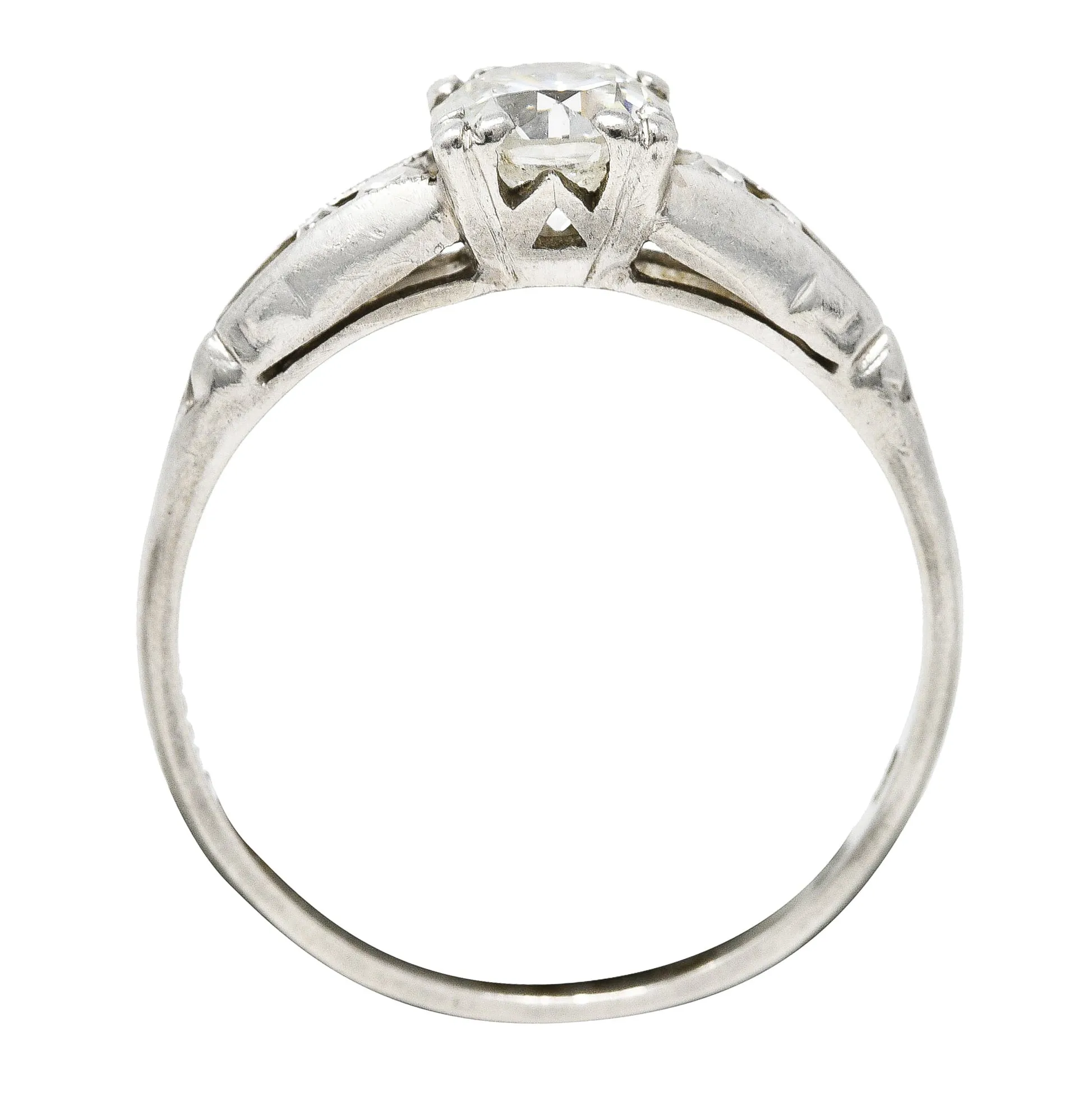 Baskin Bros. Art Deco 0.60 CTW Old European Cut Diamond Platinum Vintage Engagement Ring