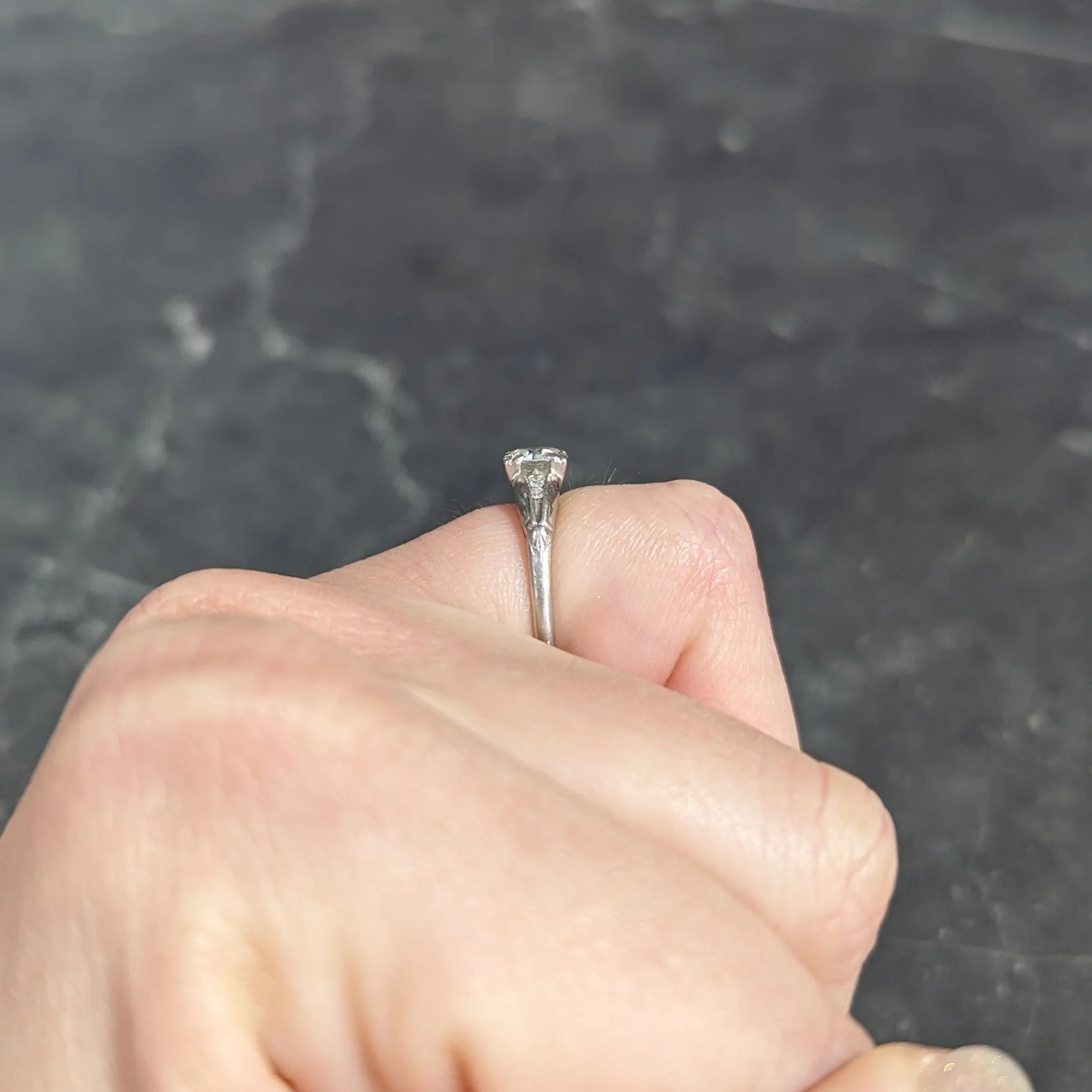 Baskin Bros. Art Deco 0.60 CTW Old European Cut Diamond Platinum Vintage Engagement Ring