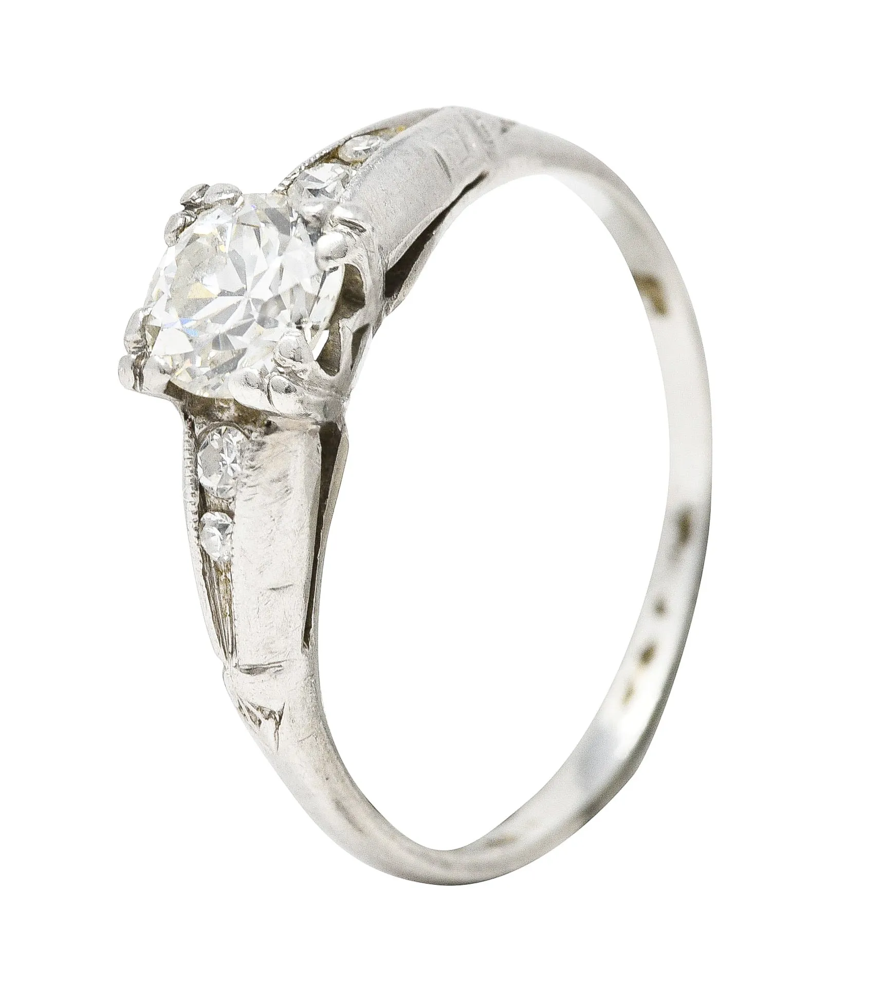 Baskin Bros. Art Deco 0.60 CTW Old European Cut Diamond Platinum Vintage Engagement Ring