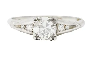 Baskin Bros. Art Deco 0.60 CTW Old European Cut Diamond Platinum Vintage Engagement Ring