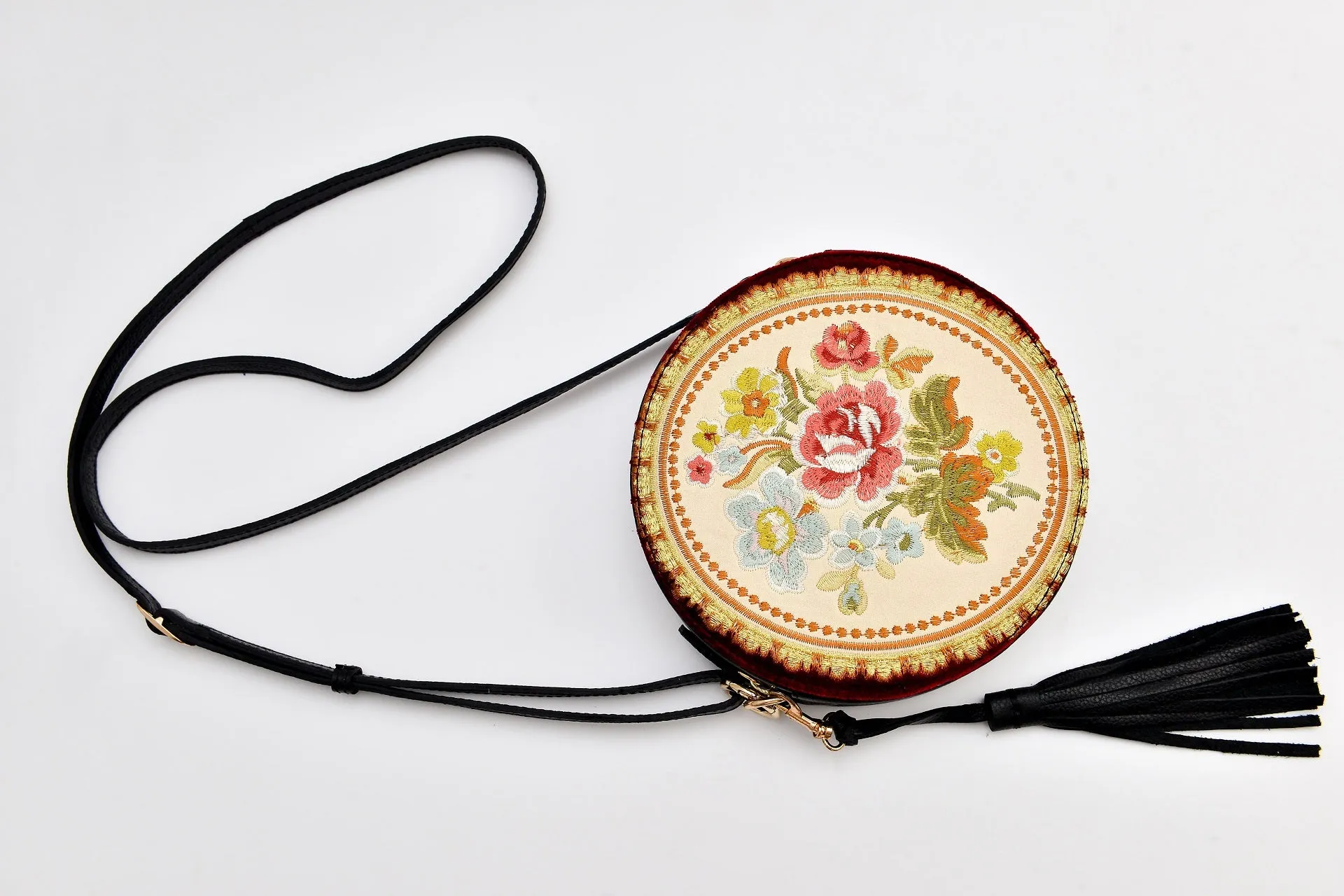 Batool Circle Bag Vintage Flower Embroidery