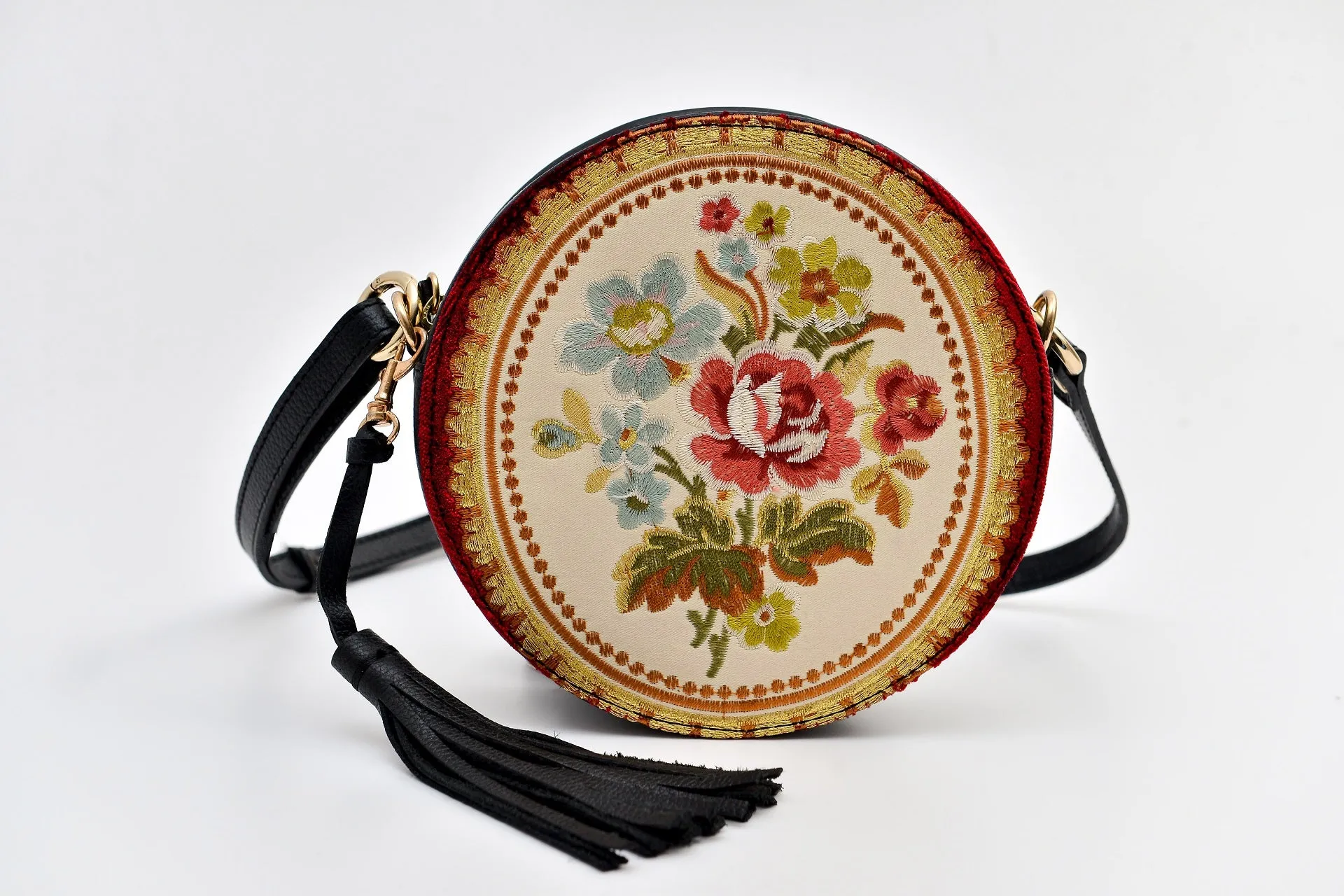 Batool Circle Bag Vintage Flower Embroidery