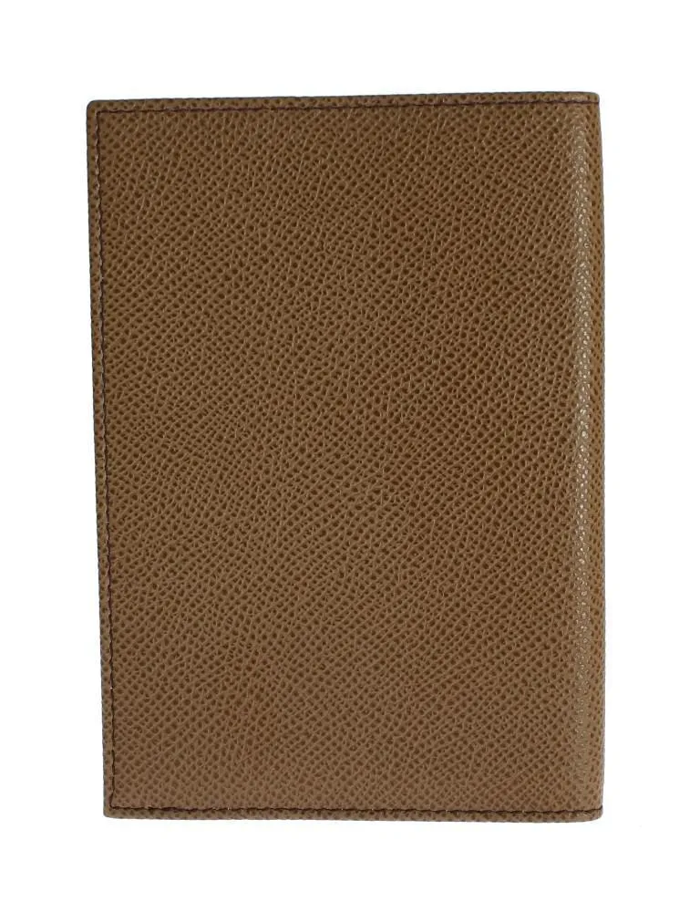 Beige Leather ID Passport Wallet Holder