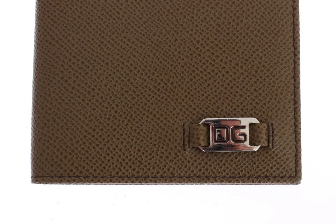 Beige Leather ID Passport Wallet Holder