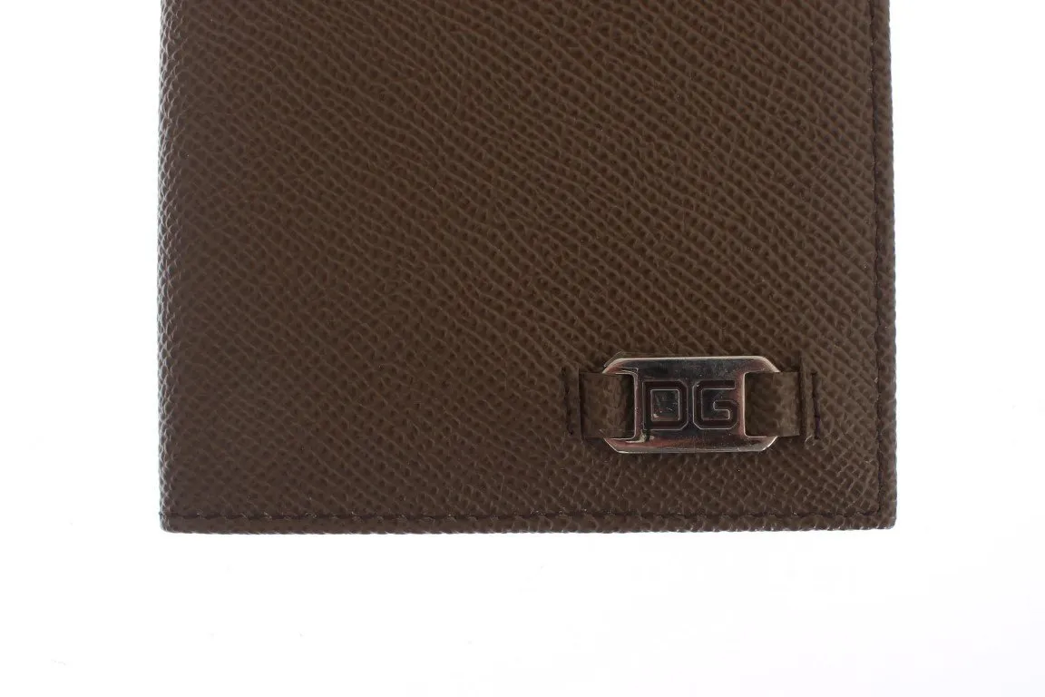 Beige Leather ID Passport Wallet Holder