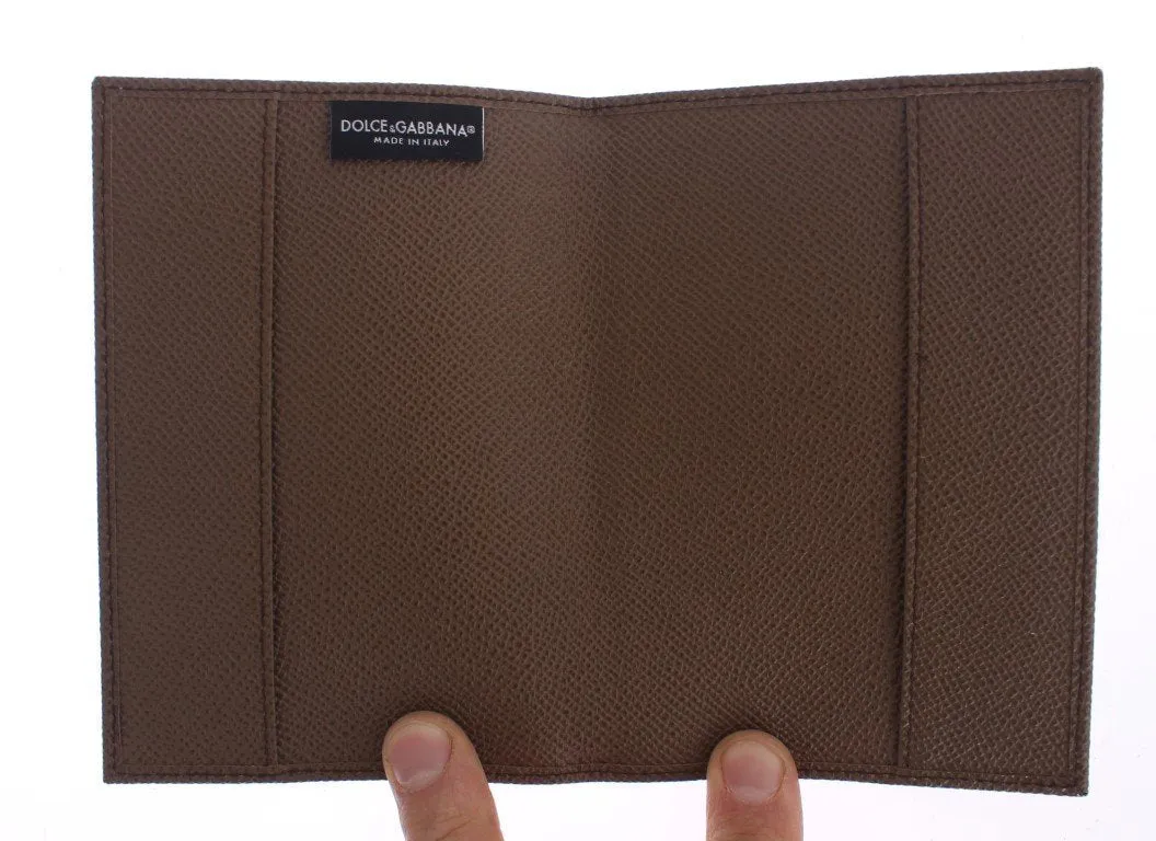 Beige Leather ID Passport Wallet Holder